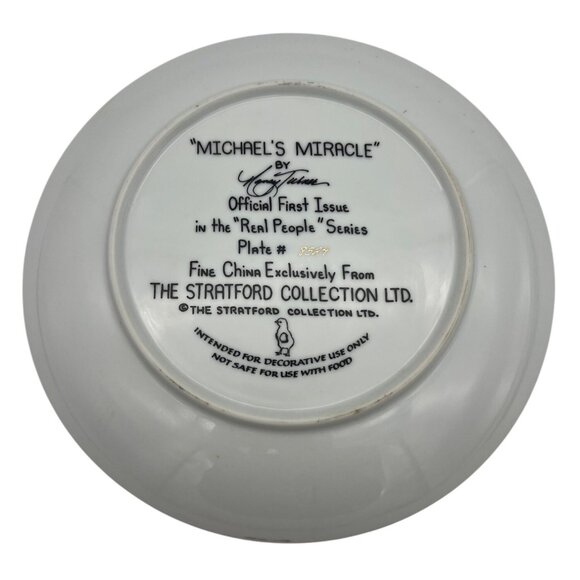 1982 Stratford Michael's Miracle Plate 8.5" Nancy Turner Real People w/Box - Picture 3 of 5